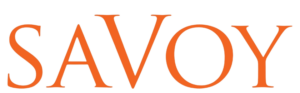 Savoy wordmark in orange serif font on a transparent background